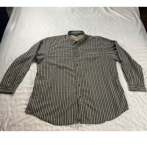 Outdoor Life Mens XXL Black White Plaid Long Sleeve Button Down Mesh Back Shirt